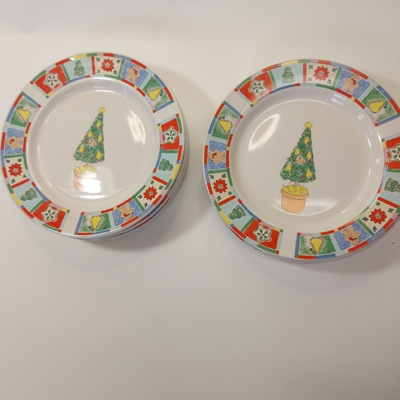 Vintage Patchwork Christmas Alecia Keen NIC mug and plate 16 pc dish set - Picture 3 of 13